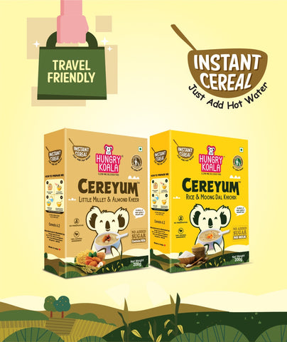 Rice Moong dal Khichdi & Little Millet Almond Kheer combo (Instant Cereal / Travel Friendly)200g each