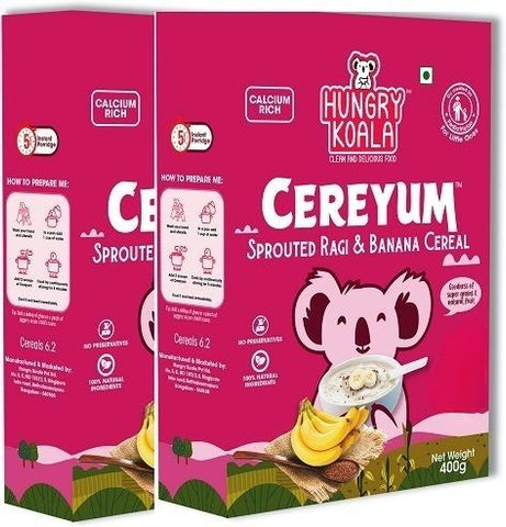 HUNGRY KOALA Ragi & Banana Cereal for Kids (Pack of 2, 200g, 6+ Months)