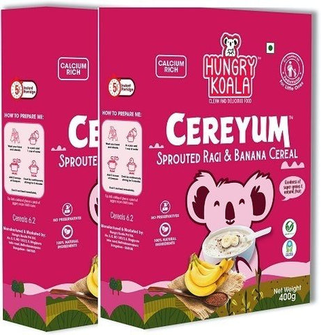 HUNGRY KOALA Organic Ragi and Banana Cereal For Kids (Pack Of 2) Cereal (400 g, 6+ Months)