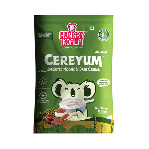 Cereyum Trial Pack – SPROUTED MOONG AND DATE (50g) Clean & Wholesome Cereals for Little Ones
