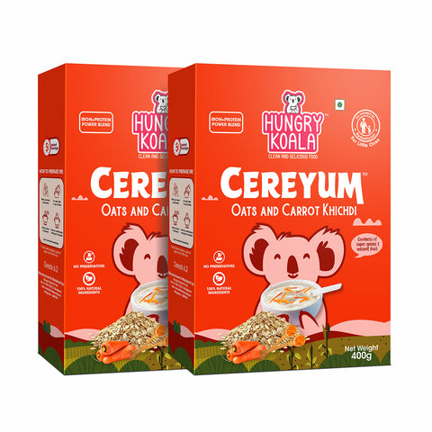 HUNGRY KOALA Oats & Carrot Khichdi Cereal for Kids, 100% Natural, No added Sugar Cereal (Pack of 2, 6+ Months)